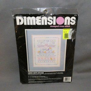 Vintage Dimensions stamped cross stitch kit, #3079 Lambs Birth Record